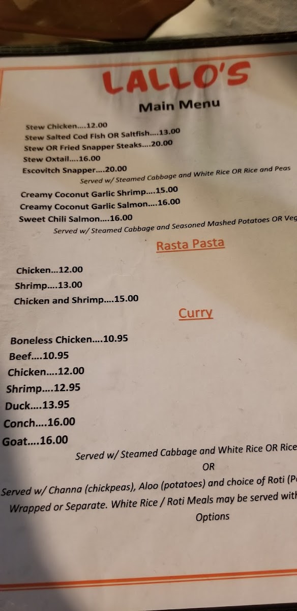 Lallos Menu - Image 1